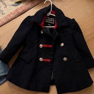 Rothschild Children's Peacoat in Navy with Red Details